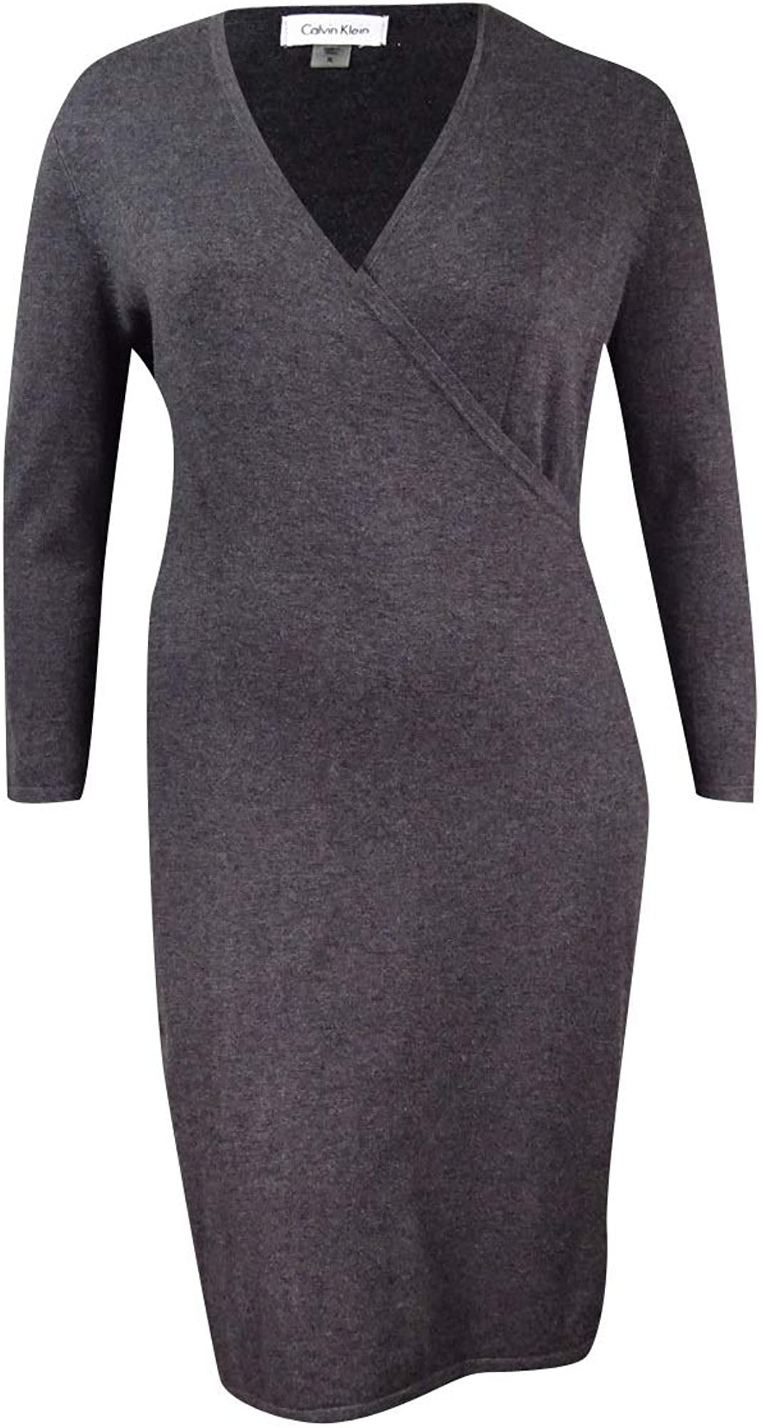 Calvin Klein Womens Long Sleeve Faux Wrap Sweater Dress | Walmart Canada